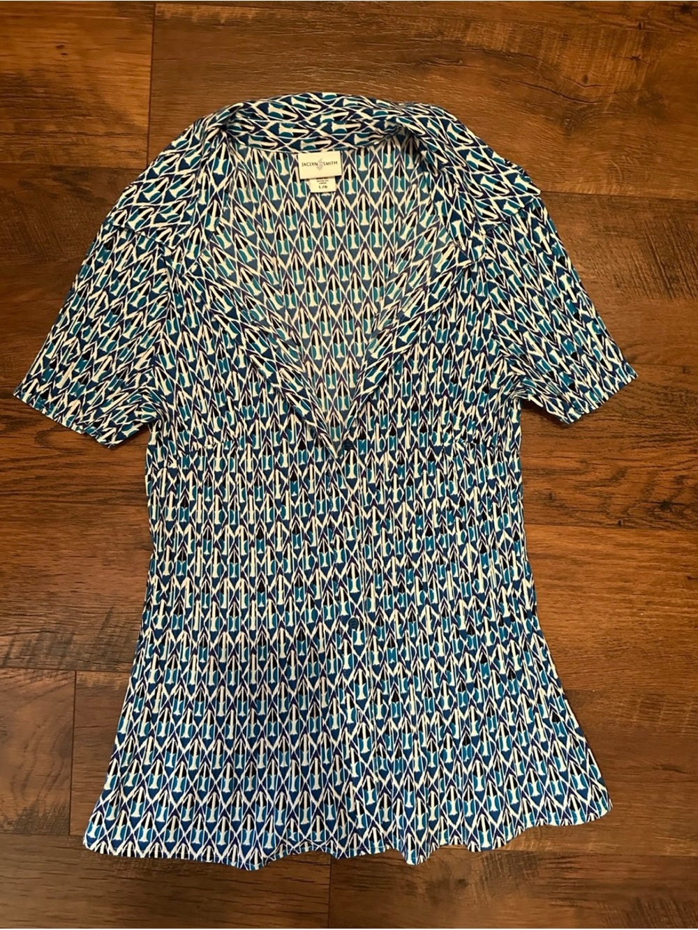 Blue Geometric button down Shirt - Picture 2 of 4